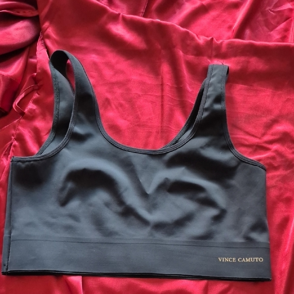 Vince Camuto Black Sports Bra Stretchy Athletic Material